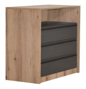 Commode Cerdanyola 09 | Chêne & Gris | 91 x 100 x 50 cm | 3 tiroirs design moderne