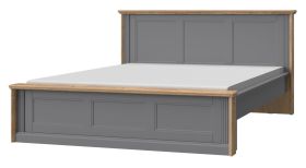 Lit double Lotofaga 22 | Coloris gris & noyer | Couchage 160 x 200 cm | Élégance moderne