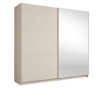 Armoire avec miroir /  Cachemire / 221 x 60 x 207 cm / 1 tringle / Poignées en métal / Éclairage inclus / 6 compartiments / Système de fermeture Soft-Close / Igoumenitsa 04