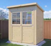 Steiner Abri de jardin Glücksburg 01 / Abri de jardin en éléments / Plancher inclus / Naturel / Surface utile : 2,15 m² / Toit en appentis / Porte à double battant avec fenêtre