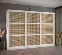 Armoire Kasbek 11 blanche mat | 200 x 250 x 62 cm | Coulisses aluminium | 10 compartiments | 2 barres penderie