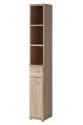 Armoire haute 3 compartiments ouverts Bratteli 10 | Chêne Sonoma | 203 x 30 x 32 cm | Rangement vertical pratique
