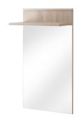 Grand miroir d’entrée avec tablette | Finition chêne clair Sonoma | 107 x 60 x 28 cm