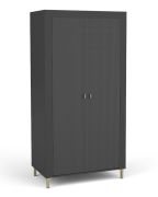 Armoire dressing noire Barbe 02 | 1 penderie, 2 étagères, poignées et pieds dorés | 193,5 x 97 x 56 cm