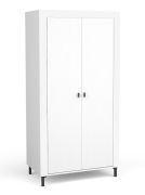 Armoire penderie 2 portes Barbe 01 | Blanc mat & chêne | 193,5 x 97 x 56 cm | Grande capacité