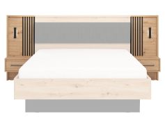 Lot de 2 chevets Indika 15, Couleur : Chêne Artisan / Noir, un tiroir, ABS, dimensions : 115,5 x 93,5 x 35 cm, pour chambre à coucher