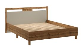 Lit double Braianik 06 en Chêne Wotan / Beige, Surface de couchage : 160 x 200 cm, Sommier à lattes inclus, 92 x 171 x 207 cm, Adapté à la chambre à coucher, Pieds de 36 mm d'épaisseur