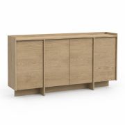 Commode sobre Illgau 01, Cremona - Brun clair, 90 x 200 x 38 cm, Avec 4 portes et 6 compartiments, Système Push-to-open, Finition de haute qualité, Système Soft Close