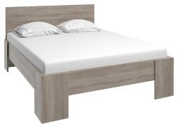 Lit double Selun 20 | Chêne truffe | 180 x 200 cm | Style moderne | Avec sommier