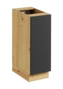 Meuble bas de cuisine / Ouverture par pression / Face sans poignée / 1 porte / 30 x 46,8 x 82 / Chêne Artisan / Gris / Matterhorn 08 / 2 compartiments