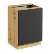 Meuble bas de cuisine / Chêne Artisan / Gris / Système « Push-to-Open » / Face sans poignée / 60 x 46,8 x 82 cm / Matterhorn 11 / 1 porte / 2 compartiments