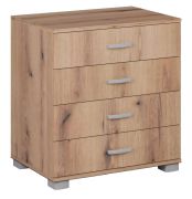 Commode 4 tiroirs Camprodon 13 | Chêne Artisan | 80 x 75 x 52 cm | Design moderne et gain de place