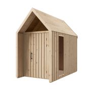 Abri de jardin avec fenêtre triangulaire / Finition naturelle / Surface au sol : 4,50 m² / Style scandinave / Toit à deux versants / Dimensions extérieures : 162,4 x 207,7 cm / Malmö 27