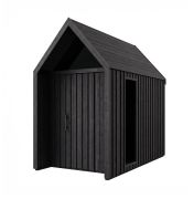 Abri de jardin avec fenêtre triangulaire / Noir / Dimensions extérieures : 162,4 x 207,7 cm / Surface au sol : 4,50 m² / Style scandinave / Malmö 03 / Toit à deux versants