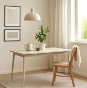 Table de salle à manger / Couleur : Beige / Rectangulaire / Matériau de haute qualité / Dimensions : 180 x 90 cm / Design moderne / Pour la salle à manger