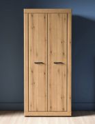 Penderie / Armoire à portes battantes Athens 01 / Dimensions : 87 x 53 x 195 cm / Couleur : Chêne Evoke / 2 portes / 1 tringle à vêtements / Poignées : Plastique / Fermeture en douceur
