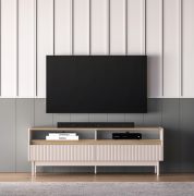 Meuble TV Humboldt 07 / Pieds : métal / 2 tiroirs / Couleur : chêne Cremona / Cachemire / Pour le salon / Dimensions : 154 x 40 x 55 cm / Fermeture en douceur