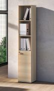 Étagère / Couleur : Chêne Lindberg / Étroite / 1 porte battante / Système de fermeture Soft-Close / 5 compartiments / 39 x 34 x 203 cm / Pour le bureau et le télétravail / Porte verrouillable