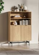 Commode / Couleur : Chêne Mavelie / Fonction Soft-Close / 4 compartiments / 92 x 40 x 140 cm / 2 portes battantes / Commode / Finition de haute qualité / Pour le salon