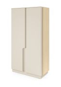 Armoire / Couleur : Chêne Mavelie / Macadamia / 2 portes battantes / 1 tringle à vêtements / 6 compartiments / 103 x 52 x 195 cm / Push-to-open / Armoire à portes battantes