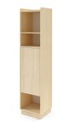 Étagère / Couleur : Chêne Mavelie / Macadamia / 1 porte battante / 6 compartiments / 45 x 42 x 195 cm / Pieds : métal / Fonction push-to-open / Bibliothèque