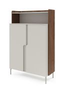 Commode / Couleur : Cachemire / Noyer Alba / 2 portes battantes / 3 compartiments / 103 x 42 x 160 cm / Pieds en métal / Fonction Push-to-open