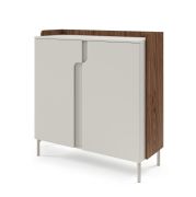 Commode / Couleur : Cachemire / Noyer Alba / 2 portes battantes / 3 compartiments / 103 x 42 x 110 cm / Finition de haute qualité / Fonction push-to-open / Pieds : métal