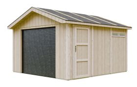 Garage Dobersberg sans sol, avec porte roulante électrique et 2 télécommandes, surface au sol : 13 m², toit : revêtement bitumeux, 1 porte, 354 x 368 cm, fenêtre