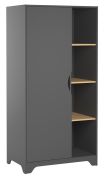 Armoire portes battantes Majvi 02 | Gris & Chêne | 190 x 89 x 52 cm | Design moderne