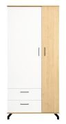 Armoire à portes battantes Riemst 01 | Chêne / Blanc | 194 x 90 x 50 cm | Rangement optimisé