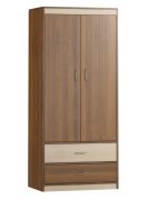 Armoire à portes battantes / armoire Pasuruan 02, couleur : noyer / érable - dimensions : 195 x 85 x 55 cm (h x l x p)