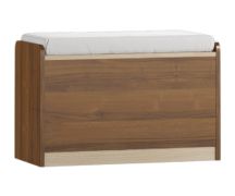 Banc coffre avec rangement Pasuruan 18 | Noyer/érable & blanc | 49 x 80 x 37 cm