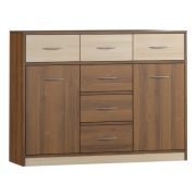 Commode Pasuruan 09 | Noyer / Érable | 95 x 126 x 37 cm | Design moderne | 6 tiroirs