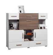 Commode Bulolo 13 | Blanc & noyer | 103 x 120 x 44 cm | Design moderne & rangement spacieux