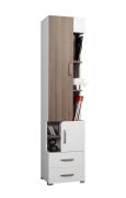 Armoire Bulolo 08 blanc et noyer | 198 x 45 x 38 cm | Style moderne, grande capacité