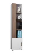 Armoire Bulolo 07 | Blanc & Noyer | 198 x 45 x 38 cm | Design moderne, rangements spacieux