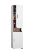 Armoire Bulolo 06 | Blanc/noyer | 198 x 45 x 38 cm | Rangement moderne et gain de place