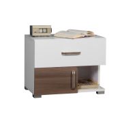 Table de chevet Bulolo 15 | Blanc & Noyer | 47 x 60 x 38 cm | 2 tiroirs spacieux | Design moderne