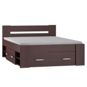 Lit simple ou d'appoint Tabubil 13 | Coloris wengé | 140 x 200 cm | 3 tiroirs spacieux | Design moderne
