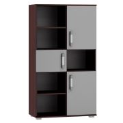 Étagère Tabubil 19 | Finition wengé / gris | 145 x 80 x 41 cm | Rangement moderne et spacieux