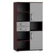 Bibliothèque Tabubil 18 | Finition wengé & gris | 145 x 80 x 41 cm | Design moderne, grand espace de rangement