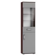 Vitrine Tabubil 23 | Noyer foncé et gris | 200 x 50 x 41 cm | Design moderne et espace de rangement