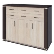 Commode Aitape 42 | Chêne Sonoma foncé/clair | 105 x 130 x 40 cm | 3 portes, 6 tiroirs