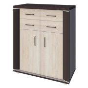 Commode Aitape 47 | Chêne Sonoma foncé & clair | 105 x 90 x 40 cm | 2 portes, 4 tiroirs
