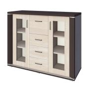 Vitrine Aitape 43 | Chêne Sonoma foncé et clair | 105 x 135 x 40 cm | Rangement élégant