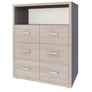 Commode Kerowagi 22 | Chêne Sonoma | 120 x 100 x 41 cm | 6 tiroirs spacieux | Élégance moderne