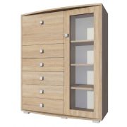 Vitrine Rabaul 02 | chêne Sonoma | 140 x 120 x 40 cm | Design moderne et espace optimisé