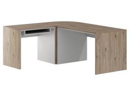 Bureau d’angle Cianjur 03 | Chêne/Blanc | 77 x 160 x 180 cm | Design contemporain