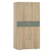 Armoire Ciomas 08 | chêne Sonoma & gris | 145 x 74 x 40 cm | Rangement moderne