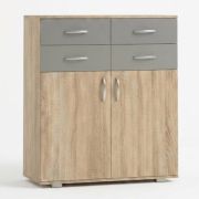 Commode Ciomas 05 | chêne Sonoma / gris | 104 x 90 x 40 cm | Rangement moderne